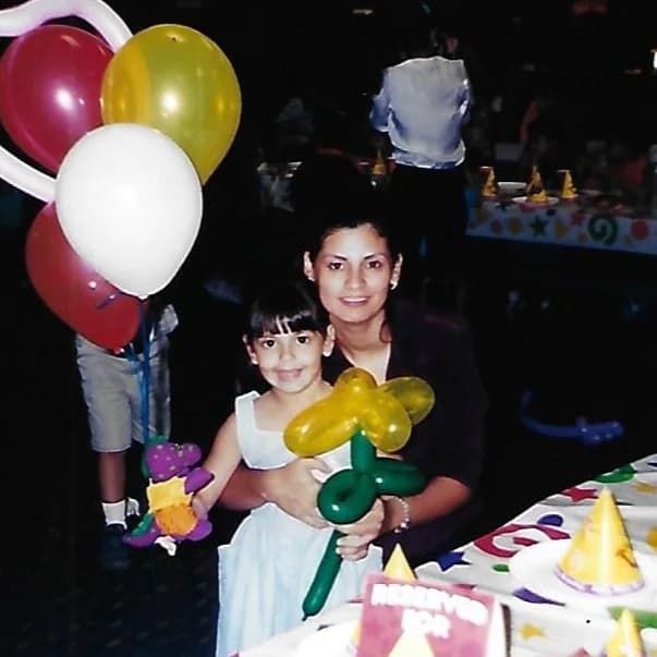 Karen as a child with her mother, Silvia